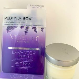 Pedi in a box and a soy candle duo